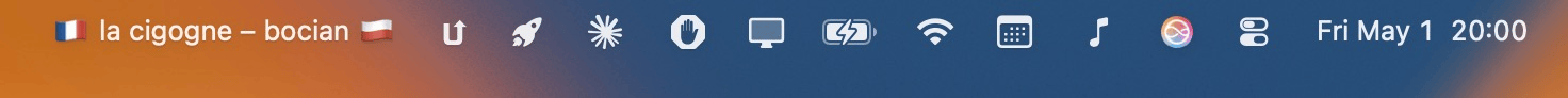 LingoBar — words changing in menu bar